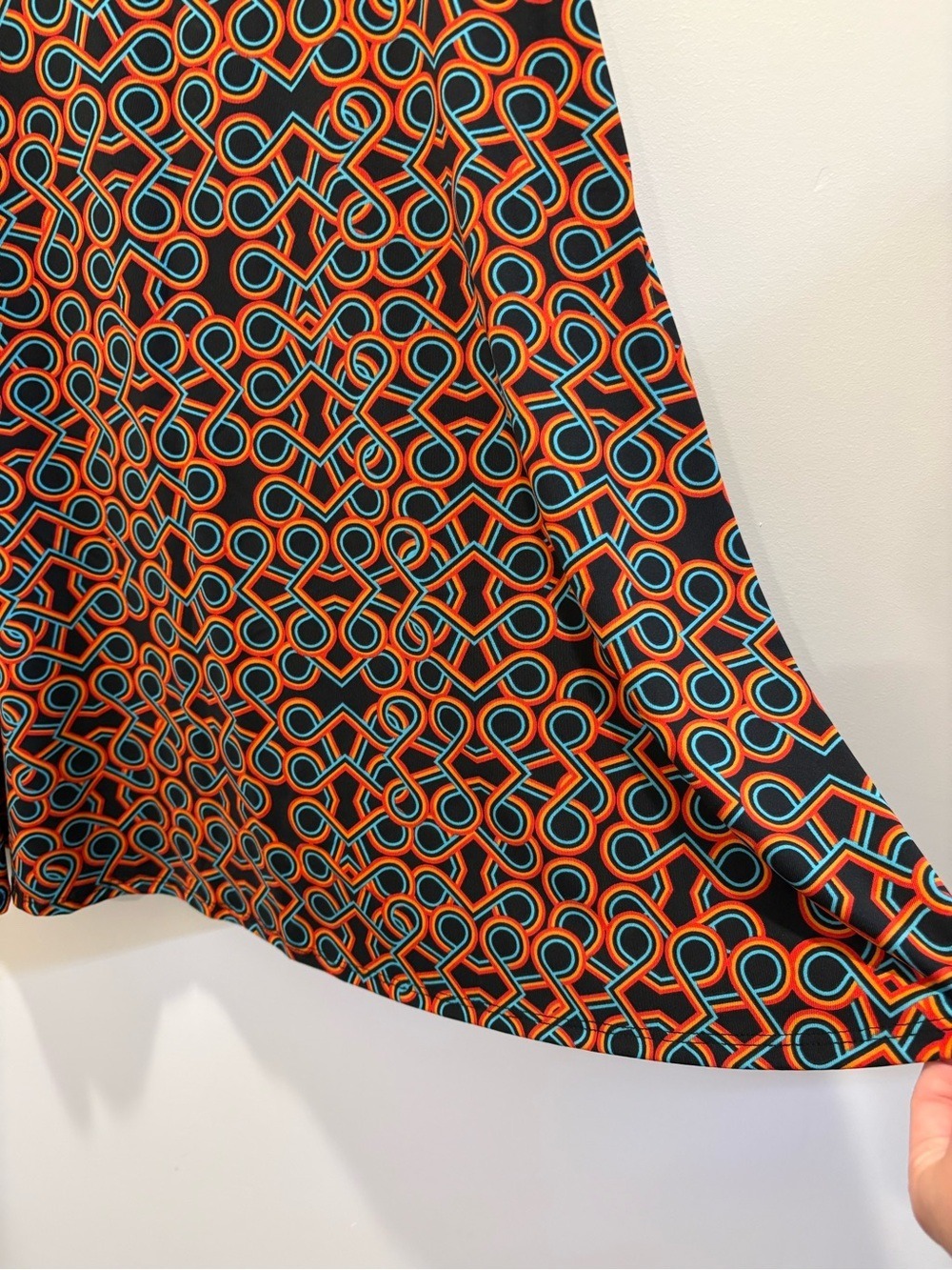 Retro Mod Geometric A-Line Midi Skirt XL Black Orange Blue NWT LuLaRoe Azure - Picture 3 of 7